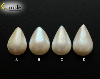 White Mabe Teardrop Cabochon 11 x 16-17mm (choose preferred piece) (MB23 OCT008)