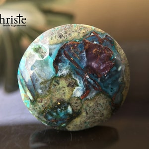 Chrysocolle de cuivre en calcédoine Cabochon arrondi 27.7x28.6x6mm (CCC22 JUL019)