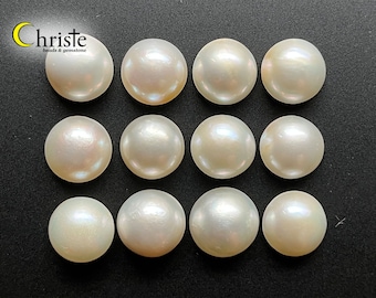 Ivory White 11.6-12.7mm Mabe Pearl Round Cabochon SG1 (MB24 JAN005)