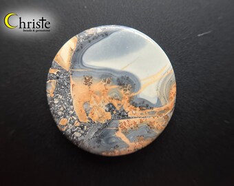 Maligano Picture Jasper Grijs Geel Scenic Ronde cabochon 30x5mm (AG24 MAR016)