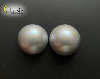 Silver Mabe Pearl Round Pair (2pcs) 12-12.2mm (MB24 JAN002)