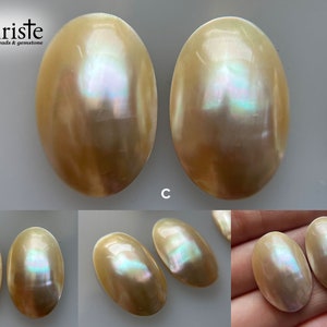 Osmena Pearl Shell Cabochon Cream/Blue/Pink oval duo pairs 15-16mm x 25-30mm choose preferred pair OS23 OCT005 image 6