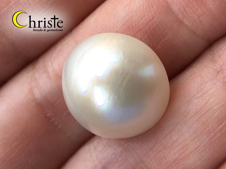 White Mabe Pearl Cabochon 14.6mm round Imperfect Beauty MB23 FEB005 IB image 7