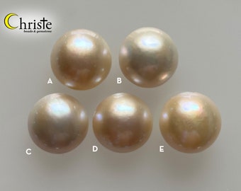 Creamy Ivory White 15-15.4mm Mabe Pearl Round Cabochon SG2 - choose preferred pieces (MB24 MAR013)