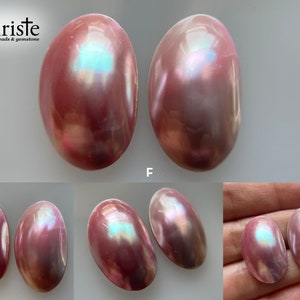 Osmena Pearl Shell Cabochon Cream/Blue/Pink oval duo pairs 15-16mm x 25-30mm choose preferred pair OS23 OCT005 image 9