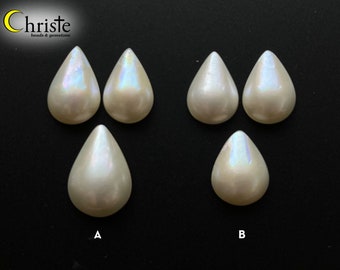 White Mabe Teardrop Cabochon Set-of-3pcs (choose preferred set) (MB23 OCT009)