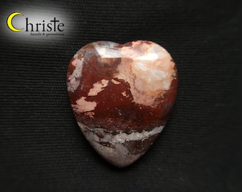 Maroon Red Natural Multicolor Jasper Agate heart stone cabochon 31.8x36.2x7.5mm (AG23 JAN006)