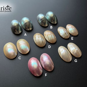 Osmena Pearl Shell Cabochon Cream/Blue/Pink oval duo pairs 15-16mm x 25-30mm choose preferred pair OS23 OCT005 image 3