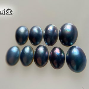 Sampler Lot-of-9pcs Blue Mabe Pearl Oval Cabochon 12.6-13.9 x 9.3-10.6mm MB24 MAR014 image 2