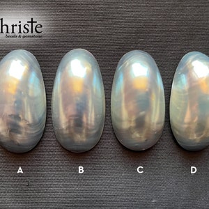 Blue Grey Silver Osmena Pearl Shell Cabochon oval freeform OS22 MAY001 choose preferred piece image 1