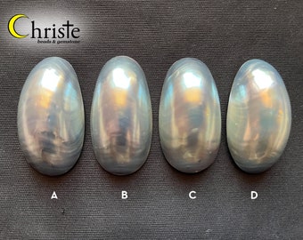 Blue Grey Silver Osmena Pearl Shell Cabochon oval freeform (OS22 MAY001) (choose preferred piece)