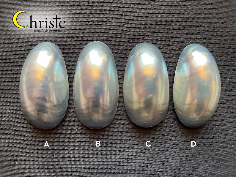 Blue Grey Silver Osmena Pearl Shell Cabochon oval freeform OS22 MAY001 choose preferred piece image 1