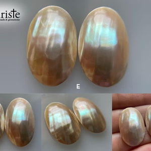 Osmena Pearl Shell Cabochon Cream/Blue/Pink oval duo pairs 15-16mm x 25-30mm choose preferred pair OS23 OCT005 image 8