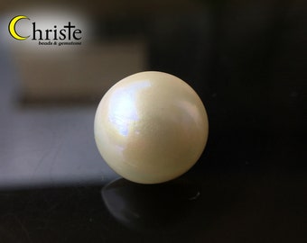 White Mabe Pearl Cabochon 14.6mm round Imperfect Beauty (MB23 FEB005) IB