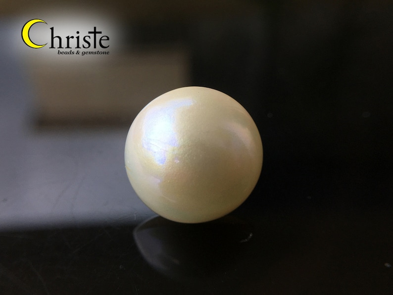 White Mabe Pearl Cabochon 14.6mm round Imperfect Beauty MB23 FEB005 IB image 1