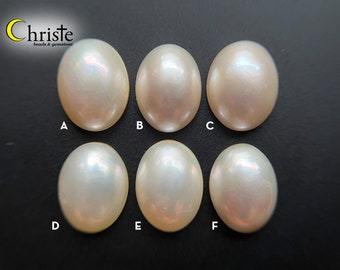 White Mabe Oval Cabochon mm (choose preferred piece) (MB24 MAR008)