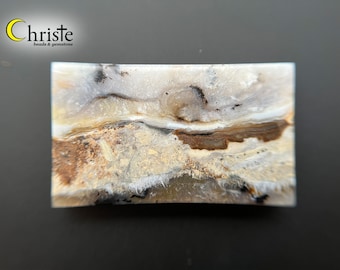 Reversible natural scenery dendritic quartz picture moss agate rectangle cabochon 30x50.7x8mm (AG24 MAR010)