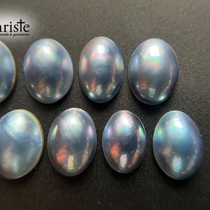 Sampler Lot-of-9pcs Blue Mabe Pearl Oval Cabochon 12.6-13.9 x 9.3-10.6mm MB24 MAR014 image 7