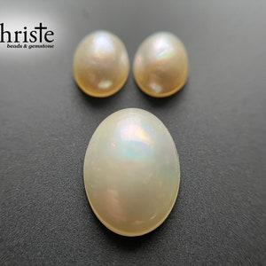 White Oval Mabe Pearl Cabochon SG1 3pcs pair 8.5 x 10.6-10.9 x 4.5-4.6mm & 1pc 13x17.6x5.4mm MB23 JUL002 image 4