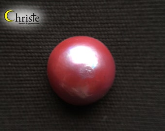 Organic Red Mabe Pearl Cabochon 15mm round Imperfect Beauty (MB22 FEB006) IB