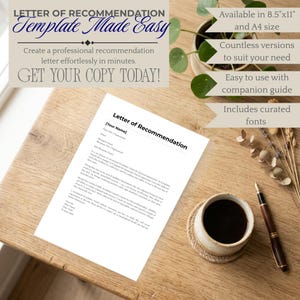 May include: A digital letter of recommendation template on white paper with black text. The document includes placeholders for names and titles. The text reads: Letter of Recommendation, Your Name, Dear Title/Organization, Recipient Name, Recipient Title/Organization, Dear Recipient Name.