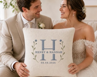 Funda de almohada bordada personalizada, recuerdo personalizado para parejas y decoración del hogar.
