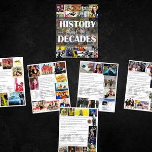 History Through the Decades PRINTABLE Digital File 1980s-2020s
