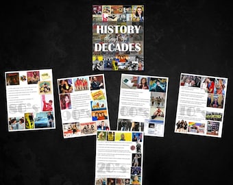 History Through the Decades PRINTABLE Digital File 1980s-2020s