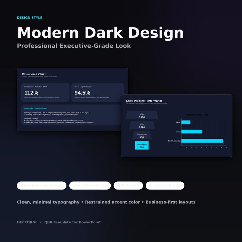 QBR Powerpoint Template, Executive KPI Saas Report Deck (digital ...