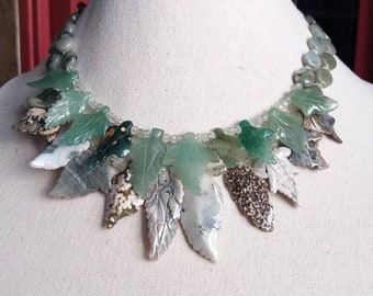 Collier en pierres naturelles jaspe aventurine jade nommé HERBIER