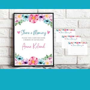 Share a Memory Card Template, Funeral Guest Book Alternative, Funeral Share a Memory Card and Sign, Keepsake Funeral, Celebration of Life