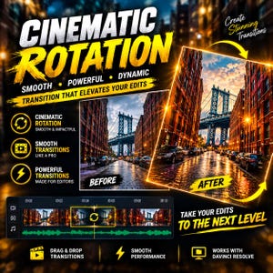 Perspective Rotation Transition | DaVinci Resolve Video Transition | Smooth Camera Rotate Effect | Cinematic Motion Edit | Digital Download
