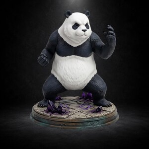 Panda STL File | Cursed Corpse Anime Figure 3D Print | Fighting Panda Resin Statue | Digital Download