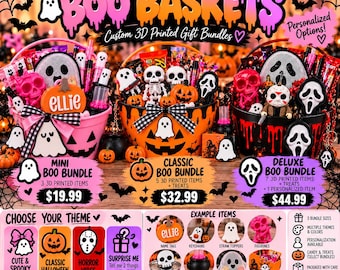 Custom 3D Printed Halloween Gift Basket, Personalized Boo Bundle, Spooky Treats