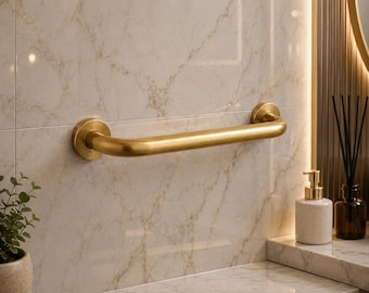 Barre d'appui en laiton massif, finition satinée, style minimaliste moderne pour salle de bain