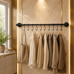 Solid Brass Wall Mounted Coat Rack – Heavy Duty Kitchen Pot Rail, Entryway Organizer