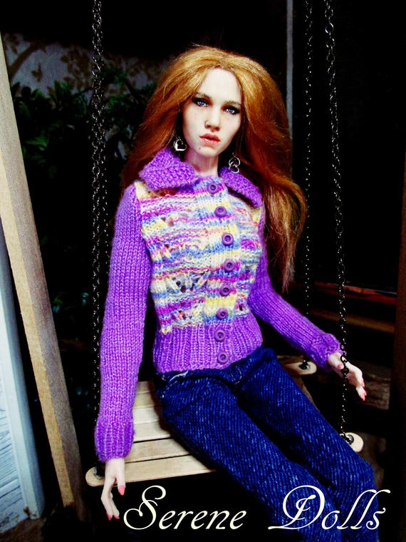 Hand-knitted Cardigan (sweater) for 1:6 doll Barbie, FR, and Action dolls