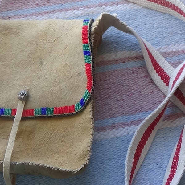 Handmade Brain-tanned Leather DOUBLE possibles bag