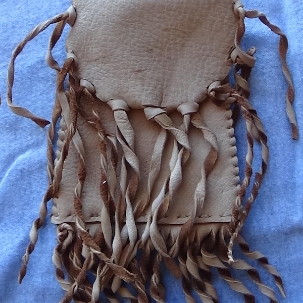 Genuine Leather Pouch with Twisted leather Fringe