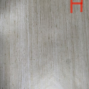 May include: A close-up of a silver textured wallpaper with a large red letter "H" in the upper right corner.