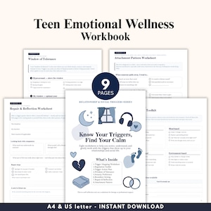Teen Emotional Regulation Worksheets, Trigger Mapping Boundary Setting Attachment, Therapist Counselor Tool, Printable SEL Digital Download