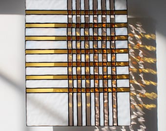 Plaid MISE #2 // contemporary stained glass ready to hang