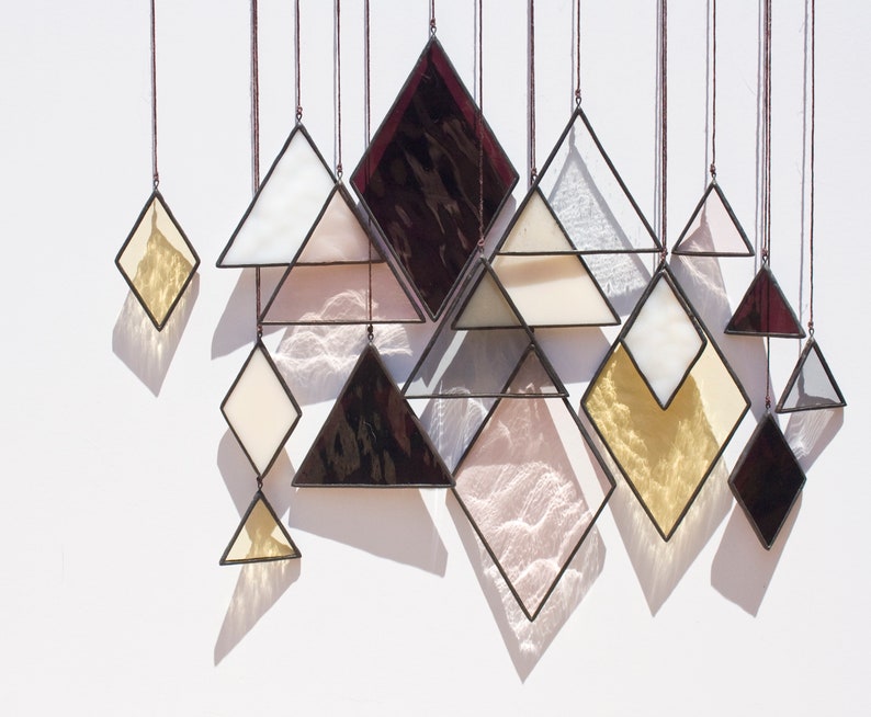 Stained Glass Elements set of 17 // Window Hanging Wall Etsy