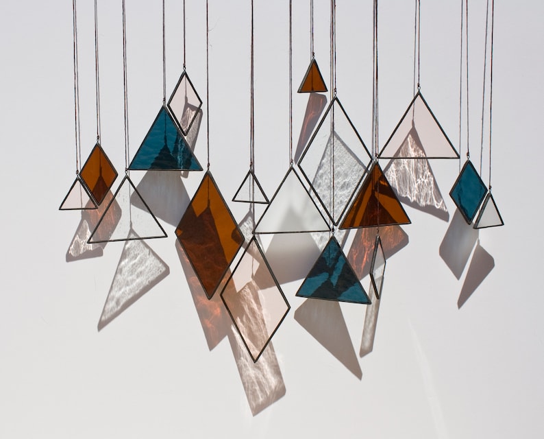 Stained Glass Elements set of 17 // Window Hanging Wall Etsy