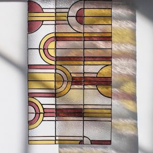 Blocks Panel #1 // contemporary stained glass ready to hang
