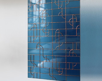 LINNEA Panel #4 // contemporary stained glass ready to hang