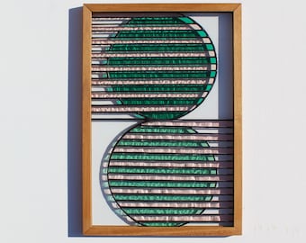 Framed COLORBLOCK Stained Glass Panel #18 // ready to hang