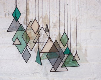 Stained Glass Elements (set of 17) // window hanging, wall art, customizable, suncatcher, glass art, modern stained glass