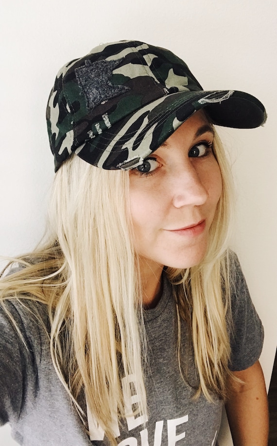 distressed camo hat