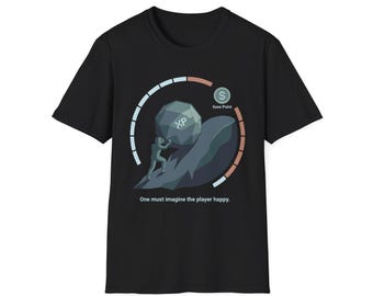 Sisyphus Dice Illustration T-Shirt | Atlas Rolling D20 Gaming Tee